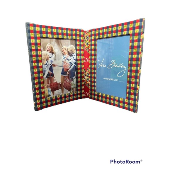 Vera Bradley Picture Frame -Double Sided -Free Standing Quilted "Emily" ~6"x7.5" - Picture 1 of 3